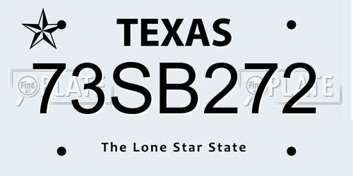 73SB272 Texas License Plate