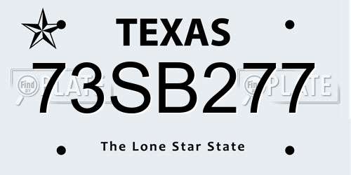 73SB277 Texas License Plate
