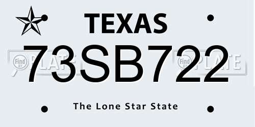 73SB722 Texas License Plate
