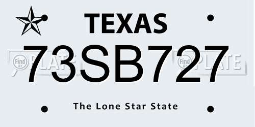 73SB727 Texas License Plate