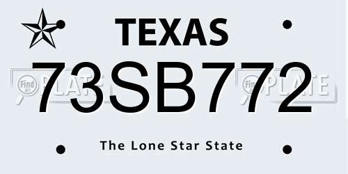73SB772 Texas License Plate