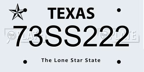 73SS222 Texas License Plate