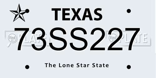 73SS227 Texas License Plate