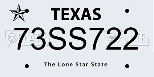 73SS722 Texas License Plate