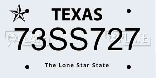 73SS727 Texas License Plate