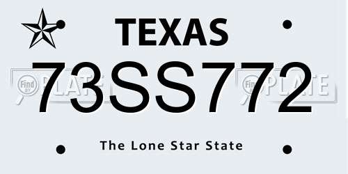 73SS772 Texas License Plate