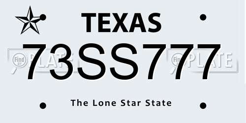 73SS777 Texas License Plate