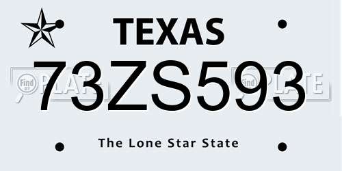 73ZS593 Texas License Plate