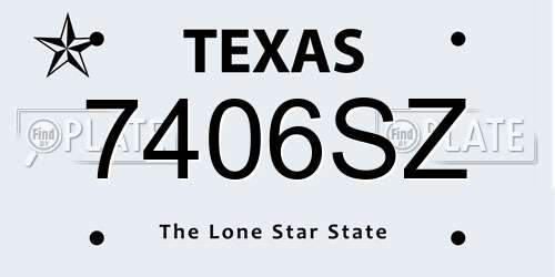 7406SZ Texas License Plate