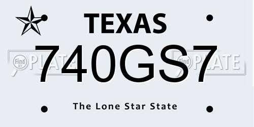 740GS7 Texas License Plate