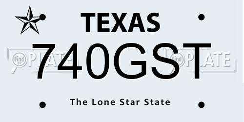740GST Texas License Plate