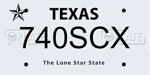 740SCX Texas License Plate