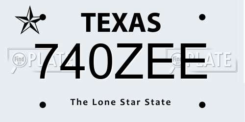 740ZEE Texas License Plate