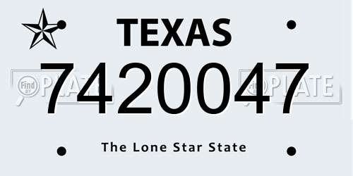 7420047 Texas License Plate