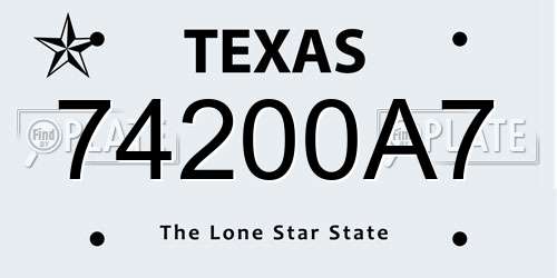 74200A7 Texas License Plate