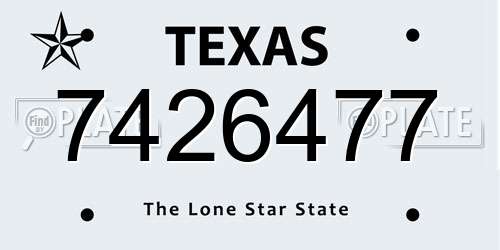 7426477 Texas License Plate