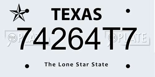 74264T7 Texas License Plate