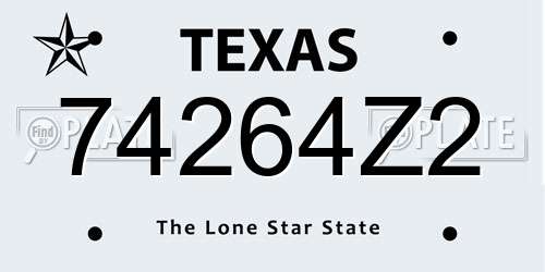 74264Z2 Texas License Plate