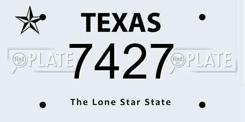 7427 Texas License Plate