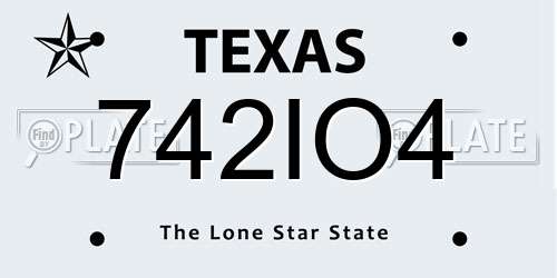 742IO4 Texas License Plate