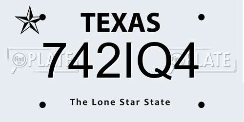 742IQ4 Texas License Plate