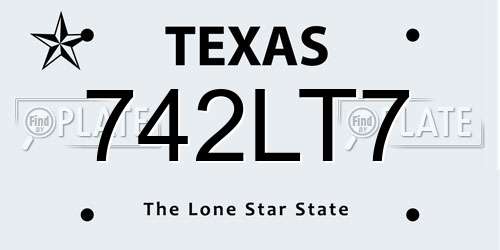 742LT7 Texas License Plate