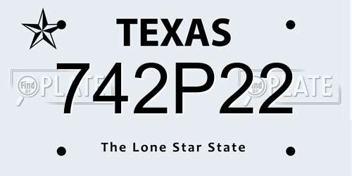 742P22 Texas License Plate