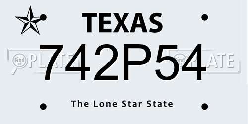 742P54 Texas License Plate
