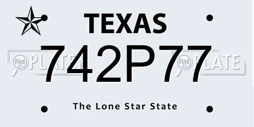 742P77 Texas License Plate