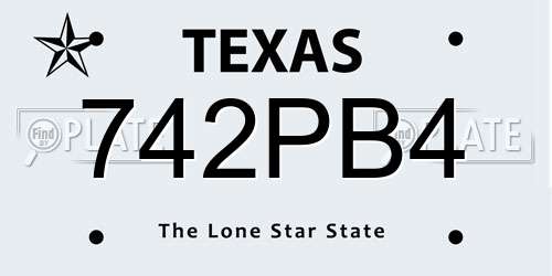 742PB4 Texas License Plate