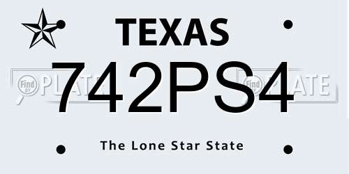 742PS4 Texas License Plate