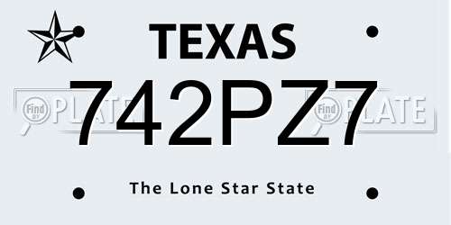 742PZ7 Texas License Plate