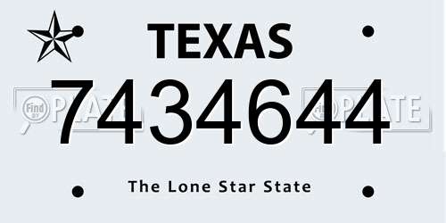 7434644 Texas License Plate