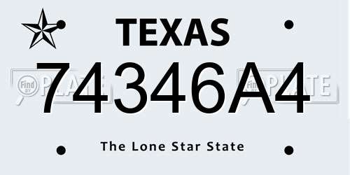 74346A4 Texas License Plate
