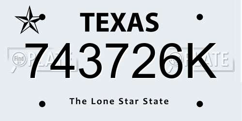 743726K Texas License Plate