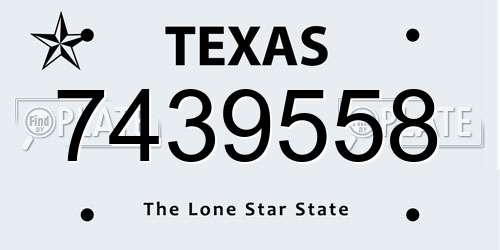 7439558 Texas License Plate