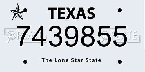 7439855 Texas License Plate