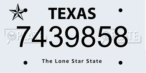 7439858 Texas License Plate