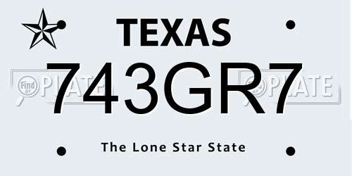 743GR7 Texas License Plate