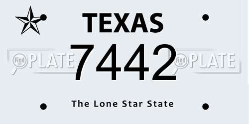 7442 Texas License Plate