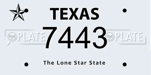 7443 Texas License Plate