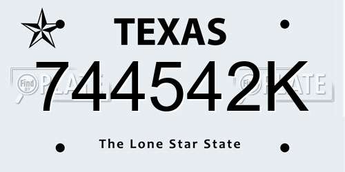 744542K Texas License Plate