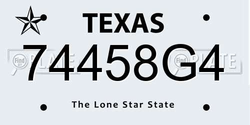 74458G4 Texas License Plate