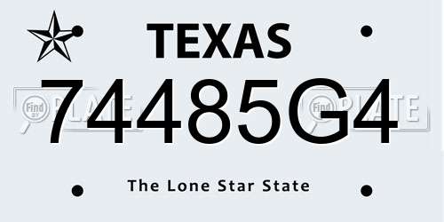 74485G4 Texas License Plate
