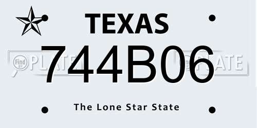 744B06 Texas License Plate