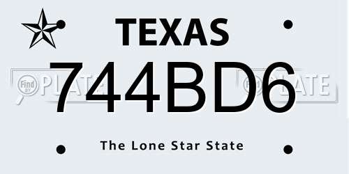 744BD6 Texas License Plate