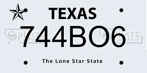 744BO6 Texas License Plate