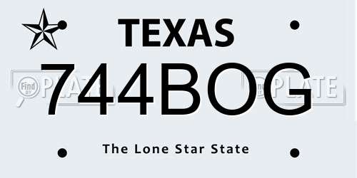 744BOG Texas License Plate