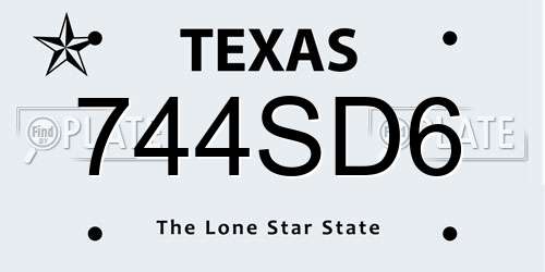 744SD6 Texas License Plate