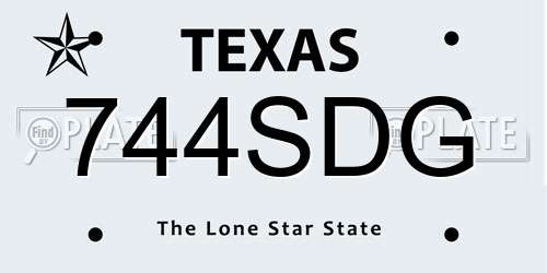 744SDG Texas License Plate